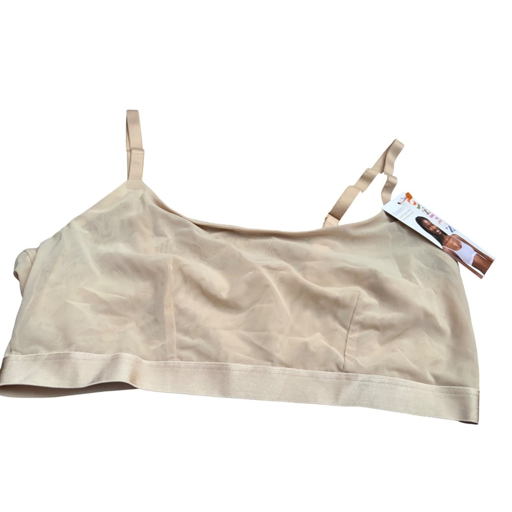 Joyspun Women Mesh‎ Bralette XL Beige Tan Unlined Pullover Adjustable Straps NWT